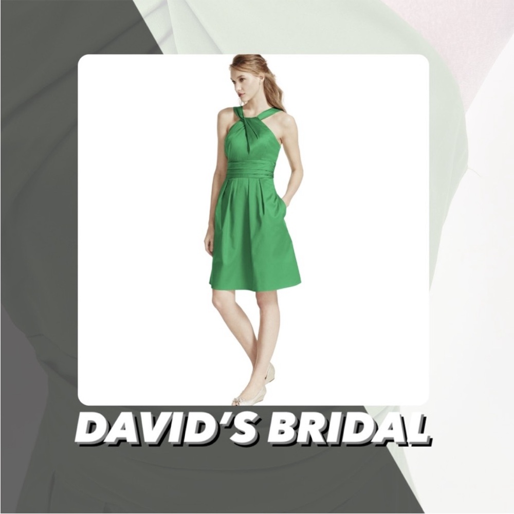 David’s Bridal Halter Y-Neck Dress Green Sz. 2